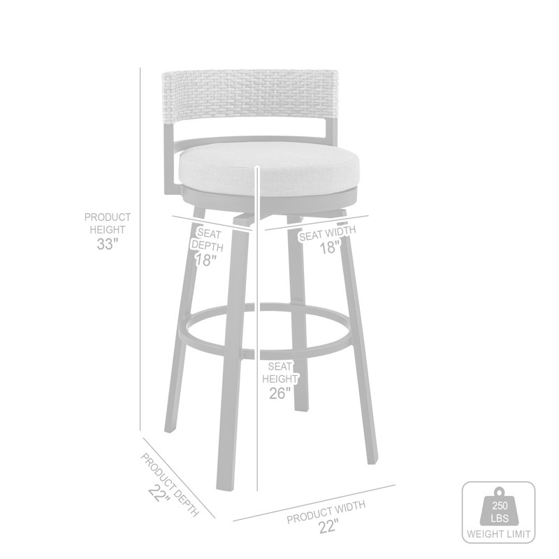 Abalone 26" Patio Bar Stool with Cushion Joss & Main